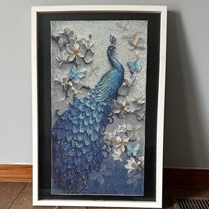 Blue Peacock Mosaic Wall Art